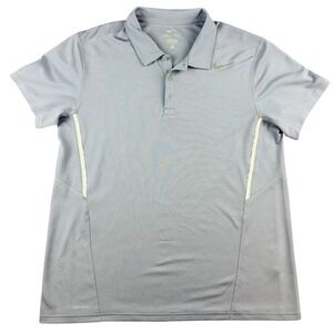 Nike Dri-Fit Polo Shirt L Blue Colorblock Athletic Short‎ Sleeve Golf Sporty